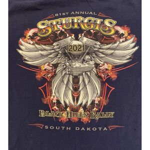 Sturgis Black Hills Rally ‎ 2021 Shirt Mens Large Flames Wings Skull